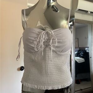 Guess White Smocked Tank Top